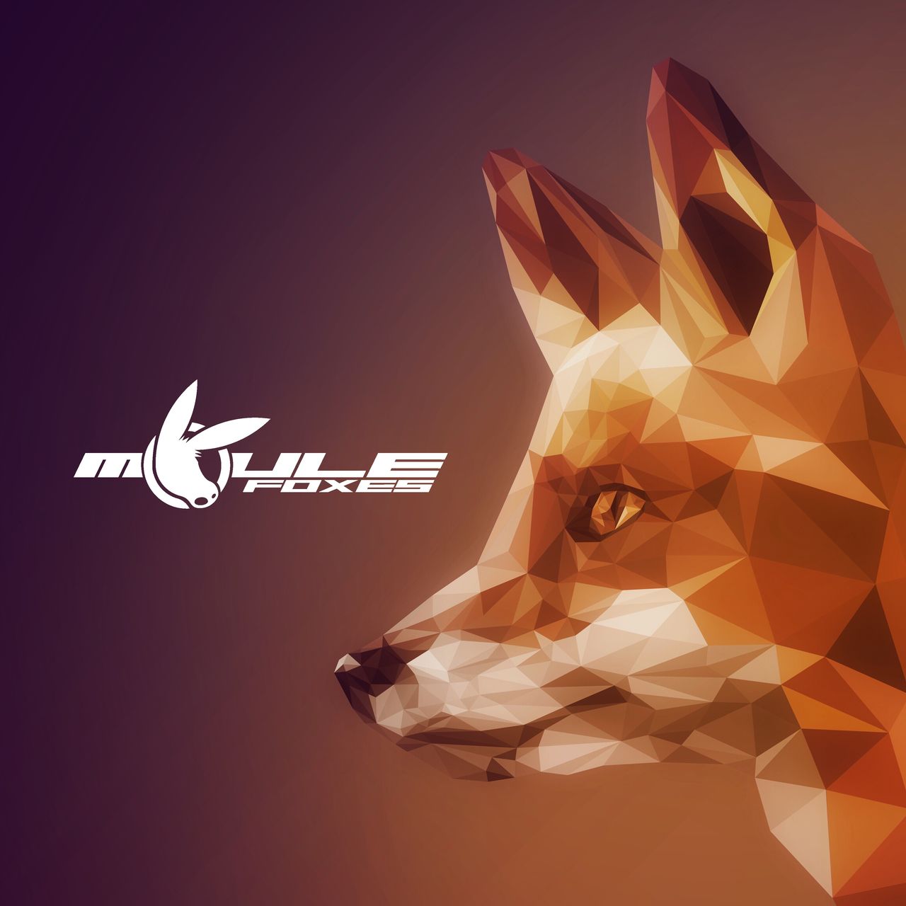 The cover artwork for Foxes: a geometric fox head facing left in front of a purple-orange gradient background.