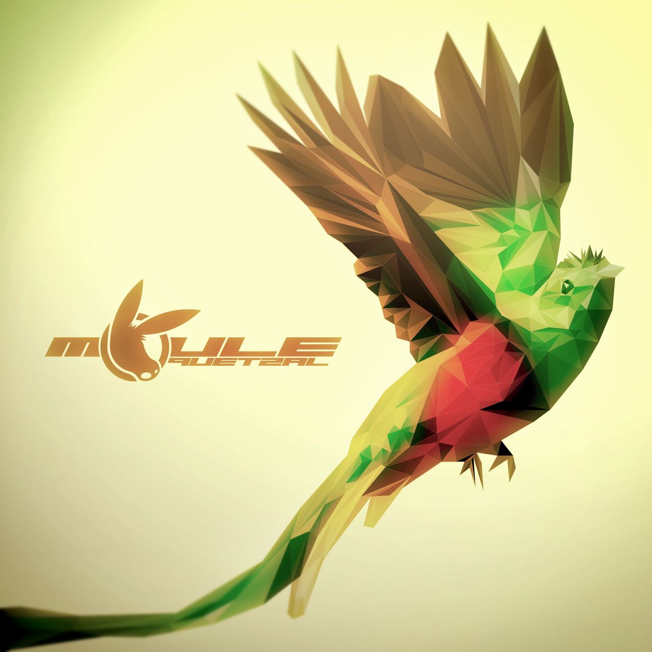 The cover artwork for Quetzal: a geometric quetzal flying right against a faint yellow-green background.